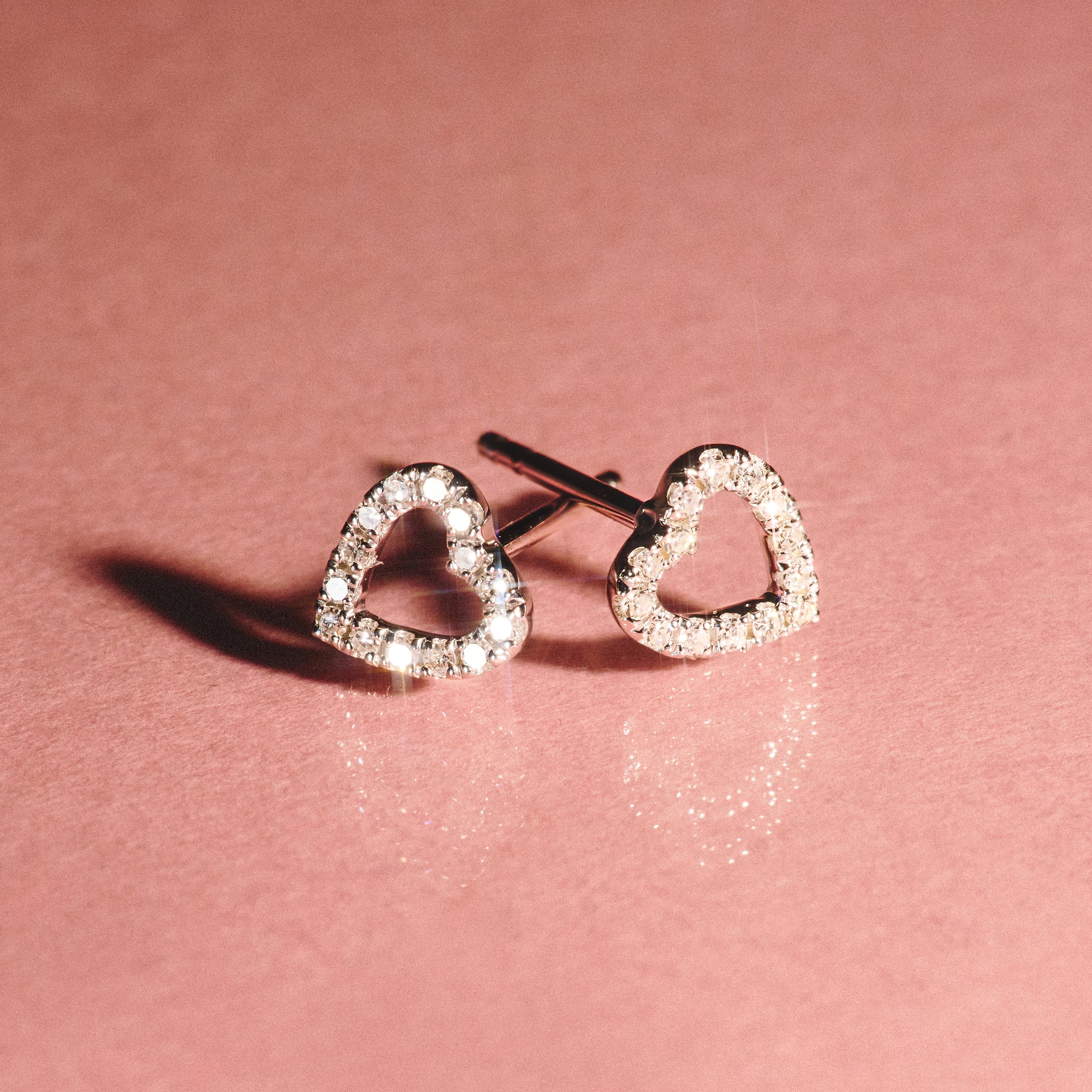 Stellato Diamond Heart Earrings in 9K White Gold